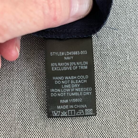 Lush Navy Blue Lace Trim Gauze V-Neck High-Low Sleeveless Midi Dress Large - Picture 13 of 14